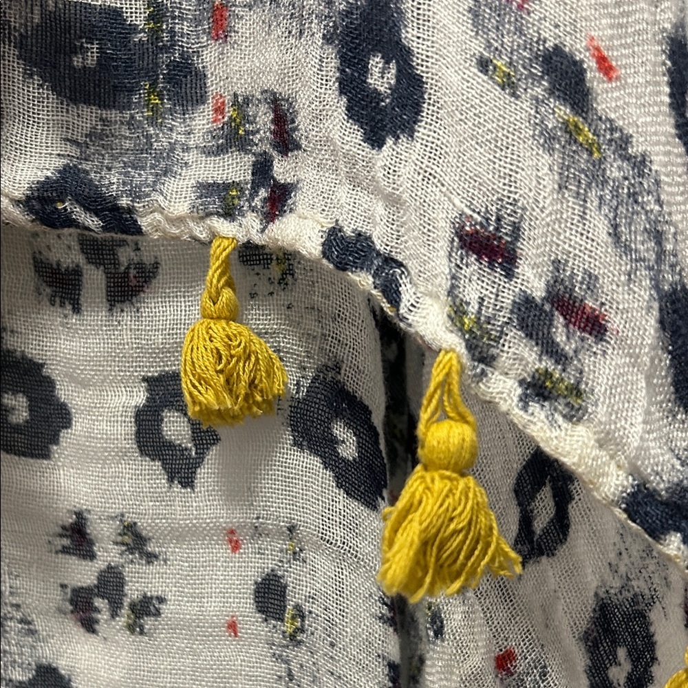 Caslon Scarf Wrap Blue/White Colorful Tassels Beach Resort Festival - Picture 7 of 11